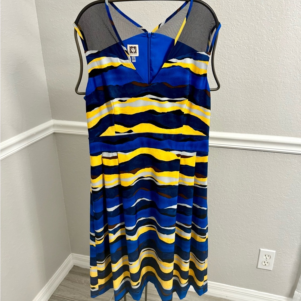 Anne Klein Vibrant Blue and Yellow Wave Dress
